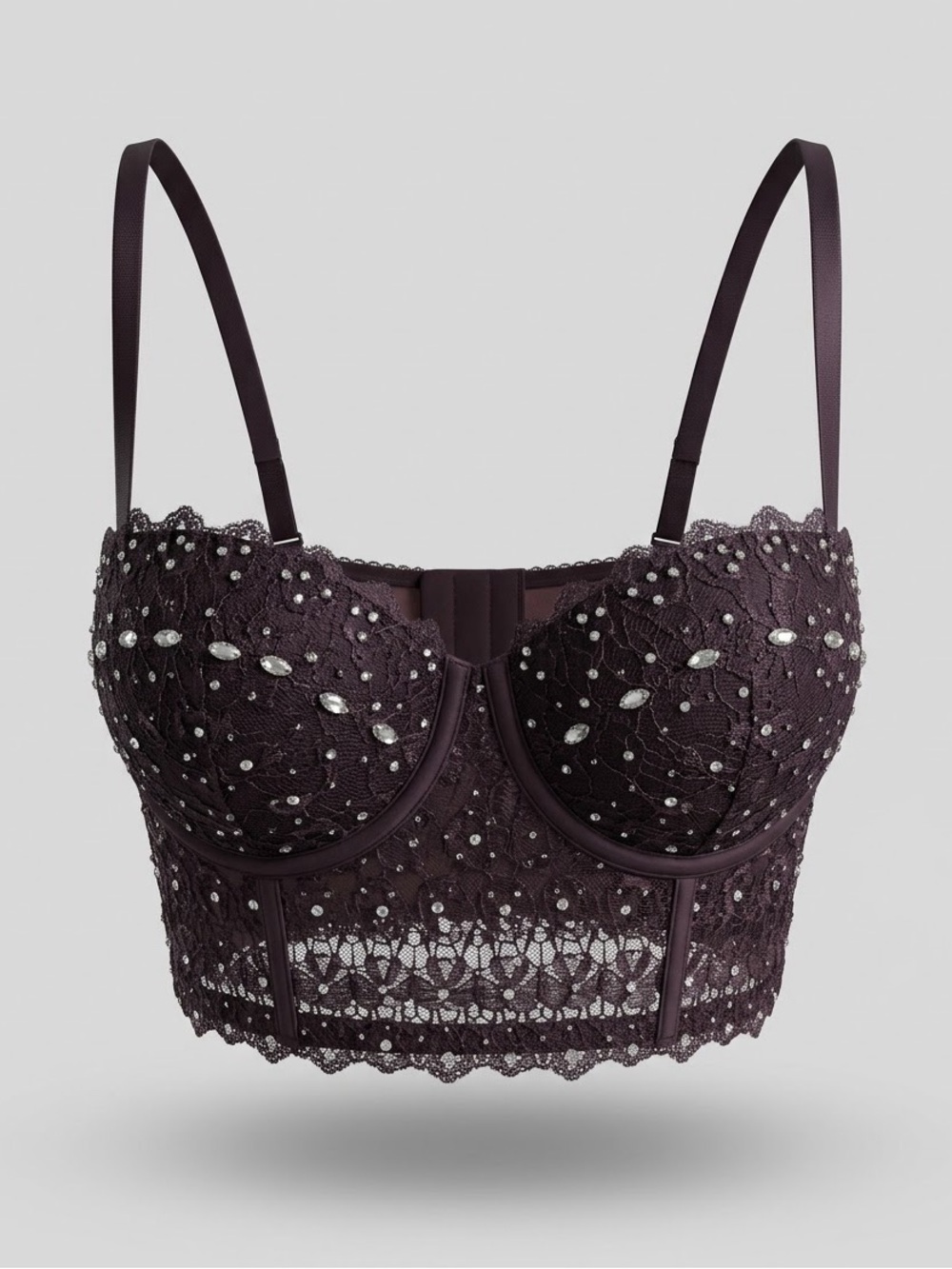 Windsor Embellished Lace Bustier Camisole - Deep Plum S Fall Pinup Coquette Punk